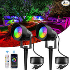 Spot Lights Outdoor, Smart RGBW LED Color Changing Landscape Lights with APP and Remote Control, Music Mode, DIY Scenes, Timing, IP65 Waterproof Spotlights Plug in for Yard Garden, 2 Pack