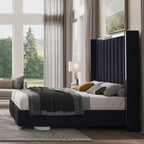 Jocisland Queen Upholstered Bed Frame with 58" Tall Headboard,Black