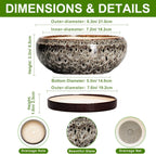 Bonsai Pots - 8 Inch Ceramic Pots for Plants with Drainage Hole and Saucer, Round Succulent Pot, Bonsai Planters Indoor Outdoor, Shallow Planter Bowl, Patio Decor, Gardening Gift, White