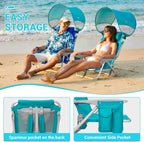 #WEJOY Beach Chair with Canopy Shade, Reclining Adjustable 4 Position, Lay Flat Lightweight Folding Portable Aluminum Chair with Backpack Straps,Padded headrest, Heavy Duty 400lbs Lawn Chair for Beach