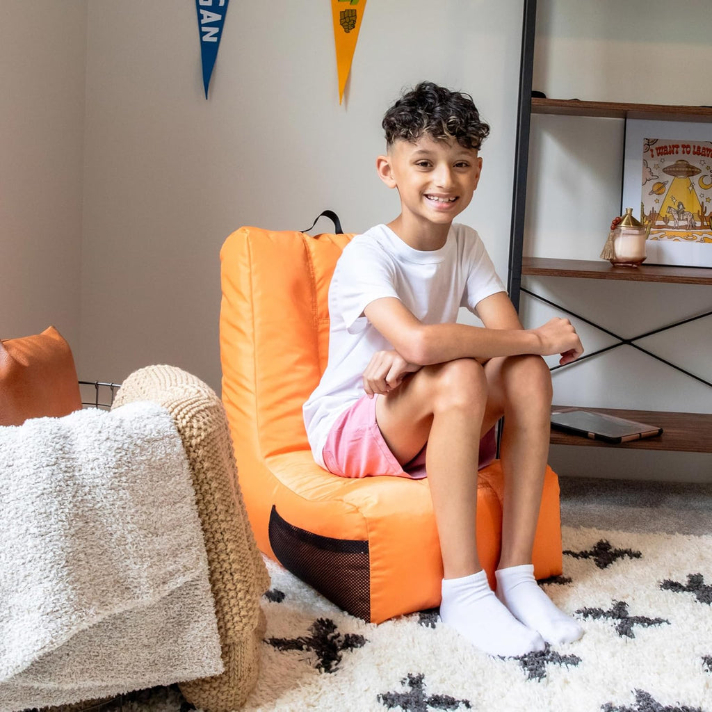 Big Joe Video Lounger Bean Bag Chair, Tangerine Smartmax, 2 feet | Polystyrene Bean Filled, Refillable, Nylon Polyester, Safe for Kids Ages 3 and Up, Supports Up to 250 lbs, Perfect for Gaming