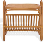 SAFAVIEH Couture Collection - Bayard Natural Rattan Accent Table, Side Table with Magazine Holder, Tropical Coastal Design, Fully Assembled (CWK3017A)