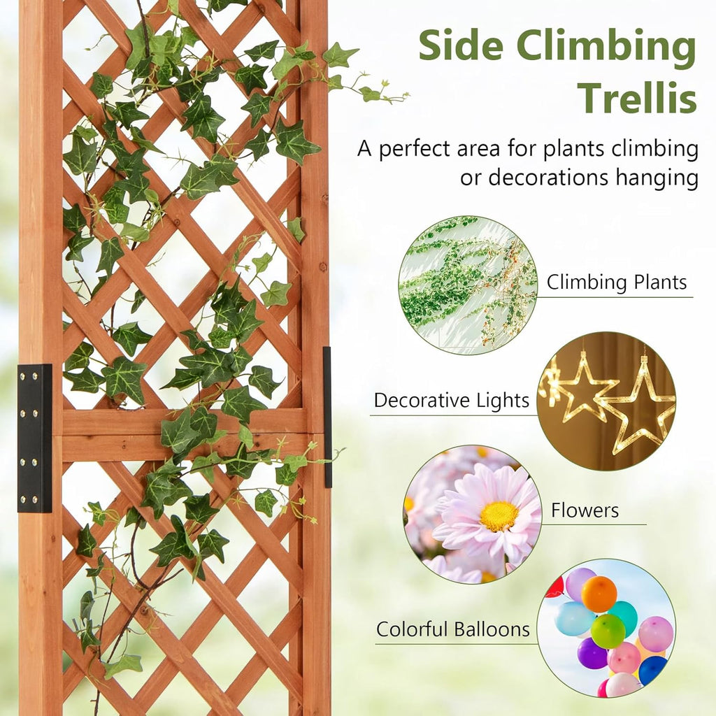 S AFSTAR 84" Wooden Garden Arbor, Plant Climbing Arch Trellis Pergola Archway Wedding Arch for Outdoor, Yard, Ceremony Christmas Decoration (Brown)