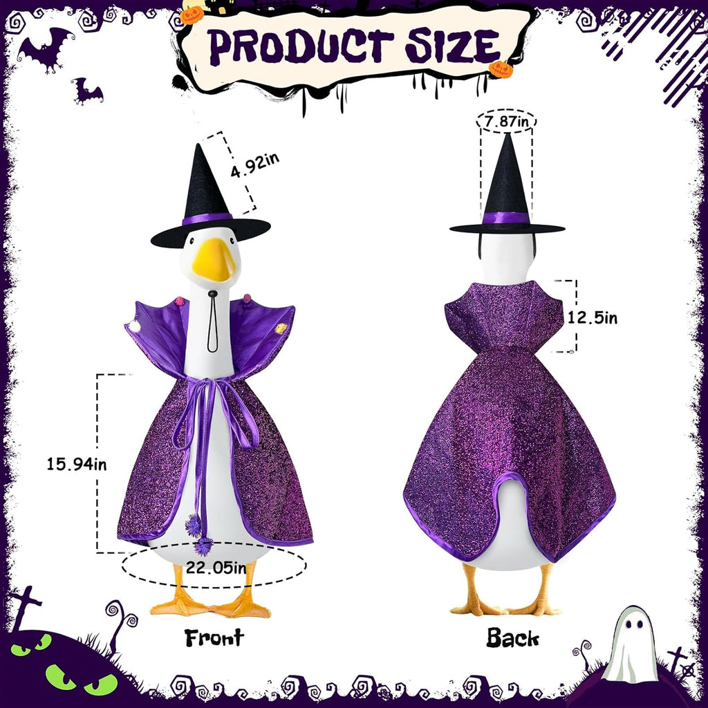 Witch Goose Outfit, 23-inch Halloween Porch Goose Outfit. Goose Clothes for Cement Goose Statue Decor
