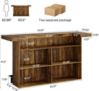 Tribesigns 4-Tier Bar Table, 70.9-Inch Large Home Bar Unit, Brown | with Storage Shelves, Wine Glass Holder and Footrest; for Kitchen, Indoor