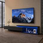 LED TV Stand for 65 75 85 Inch TV, Extendable Entertainment Center | 60 70 80 90 Inch TV Console Equipped with Light String, Two Pull-Down Door, TV Table for Living Room, Black