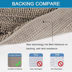 H.VERSAILTEX Bathroom Rugs Bath Rugs for Bathroom Non Slip Bath Mats Extra Thick Chenille Striped Rug 17" x 24" Absorbent Soft Shaggy Washable Dry Fast Bath Mats for Bath Room Floor - Taupe