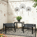 Patio Outdoor Ottoman 2 Set, Modern Footstools Textliene Metal Foot Rest Black