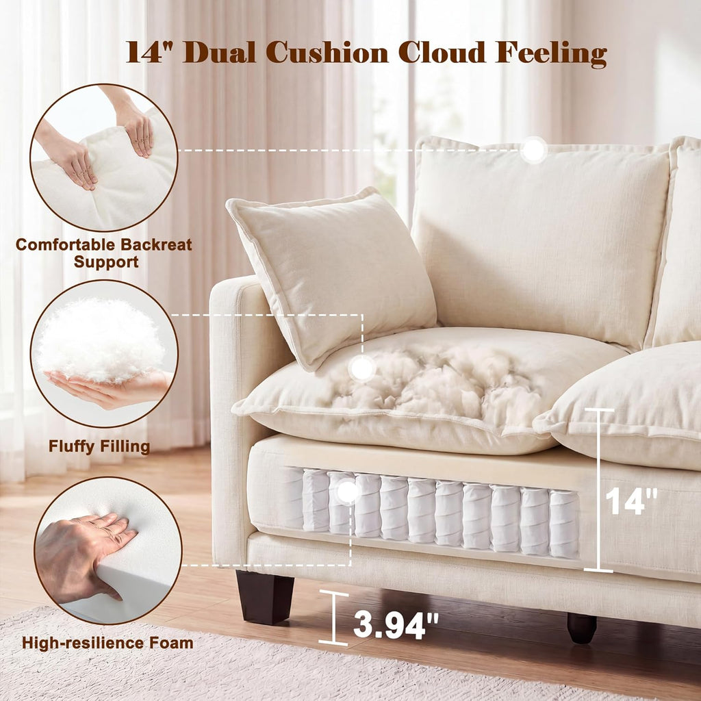 49" Loveseat Sofa Bed, 2 in 1 Convertible Sofa Bed Small Pull Out Couch Bed Chenille 2 Seat Sofa 85" Sleeper Futon Mattress for Small Spaces Living Room Bedroom Apartment Office 8836-BEIGE