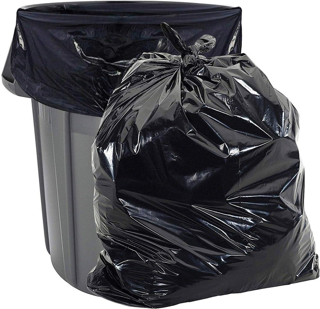 Aluf Plastics Heavy Duty 55 Gallon Trash Bags - (Large 50 Pack/w Ties) - 2 MIL Industrial Strength Plastic Drum Liners 38' x 58' Professional Black Garbage Bags for Construction, Contractors
