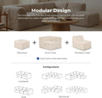 Furniture of America Havyn Modern Faux Fur 1-Seater Square Modular Foam Ottoman, Compressed Couch in a Box, No Assembly Required, for Living Room and Office, Olive Green