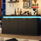 knoworld LED Sideboard Buffet Cabinet with Storage, 63'' Large Kitchen Buffet Cabinet Storage Cabinets with 4 Doors, Wood Coffee Bar Cabinets Buffet Table for Kitchen, Dining Room, Entryway