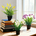 3 Pack Fake Small Plant Artificial Potted Flowers for Home Decor Fake Flower Plant Greenery Mini Faux Plant for Indoor Bedroom Living Room Office Shelf Bathroom Farmhouse Decor (Type 9)