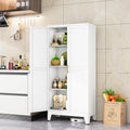 erosoei Metal Pantry Storage Cabinet, Kitchen Storage Cabinets with Adjustable Feet and Shelves, Metal Pantry Cabinet for Kitchen, Living Room, Laundry Room and Dinning Room (2door-White)