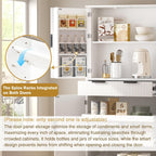 Modern Kitchen Pantry Cabinet, 71" Height Tall Freestanding Cupboard with a Drawer,3 Sliding Rack,6 Hanging Shelves,Fluted Kitchen Organizer Storage Cabinet for Dining Room Living Room (White-1)