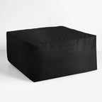 Sorra Home Sunbrella Corded Pouf Cushion - Square, Outdoor Stuffed Plush Ottoman & Foot Rest Stool - Balcony, Patio, Poolside Furniture Accessory - Canvas Black (30" x 30" x 15")