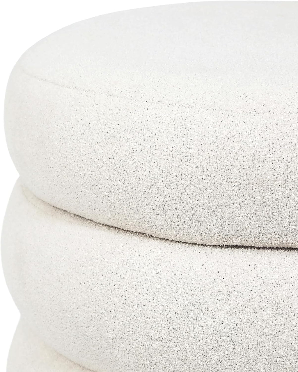 Asense Round Storage Ottoman,Footstool with Removable Lid, Vanity Stool, Modern Upholstered Footrest for Bedroom Living Room Entryway