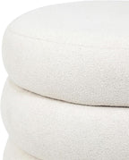 Asense Round Storage Ottoman,Footstool with Removable Lid, Vanity Stool, Modern Upholstered Footrest for Bedroom Living Room Entryway