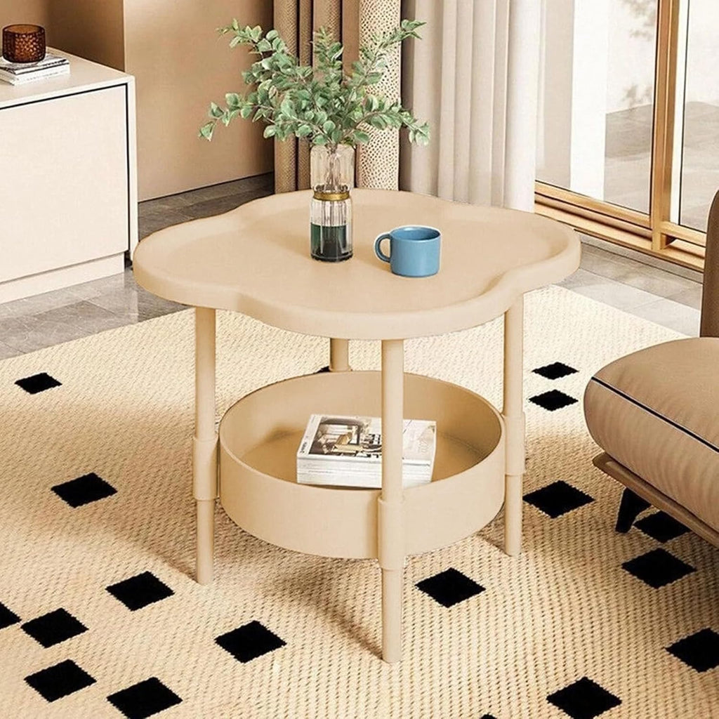 2-Tier Side Table with Removable Tray, Modern Small Coffee End Table for Living Room, Bedroom, Balcony, Indoor Outdoor Use (Black, One Size)