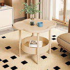 2-Tier Side Table with Removable Tray, Modern Small Coffee End Table for Living Room, Bedroom, Balcony, Indoor Outdoor Use (Black, One Size)