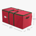 ZOBER Large Christmas Ornament Storage Box - Stores 128 3" Ornaments, With Dividers - Ornament Organizer Storage Box, Durable Christmas Containers Holder - Extra Pockets, Dual Zipper - Red
