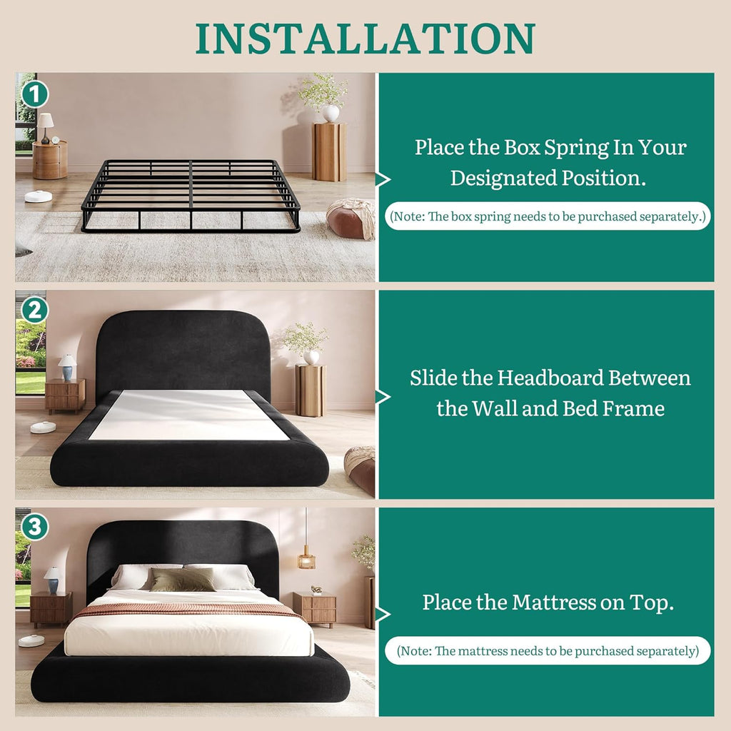 YITAHOME King Size Bed Frame,Soft Cloud Bed with Footboard, Rounded Corners