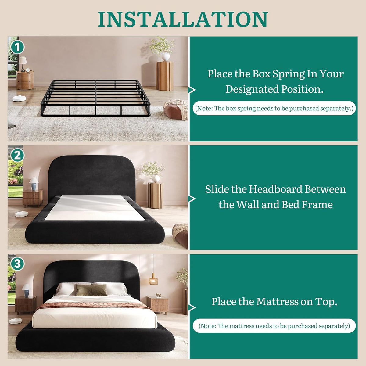 YITAHOME King Size Bed Frame,Soft Cloud Bed with Footboard, Rounded Corners