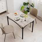 Giantex 43" Dining Table for 2-4, Rectangular Kitchen Table with Faux Marble Tabletop, Sturdy Metal Frame, Adjustable Foot Pads, Dinner Table for Small Space, Dinette, Living Room, Restaurant (Grey)