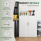 CJF Pantry Cabinet, Metal Pantry Storage Cabinets with Doors and 2 Adjustable Shelves, 36" H Locking Cabinet for Kitchen Storage, Home, Garage, Utility Room and Basement, White