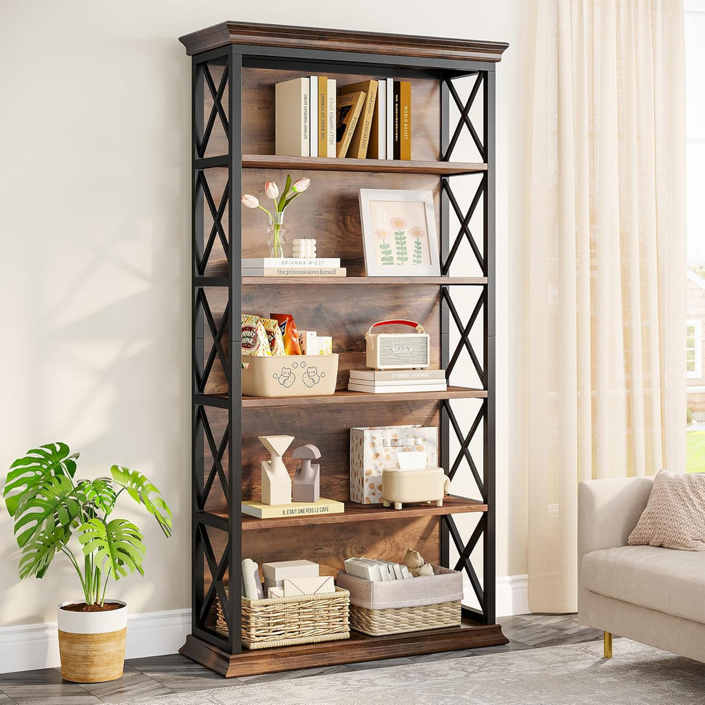 Tribesigns 6-Tier Bookcase, 71 Inches Industrial Bookshelves and Bookcase