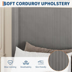 King Bed Frame with 4 Storage Drawers, Corduroy Upholstered Platform Bed