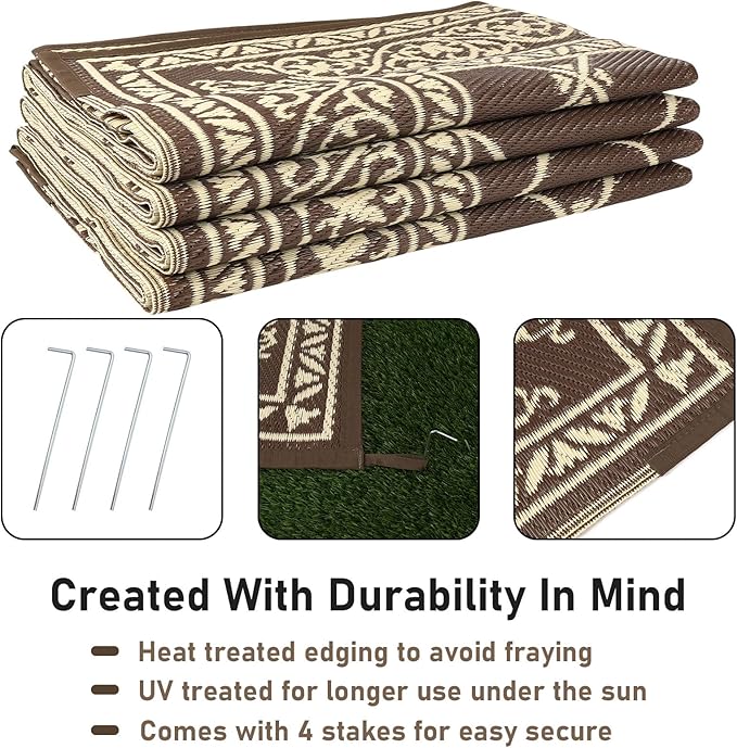 HiiARug Reversible Outdoor Rug 5'x7' Plastic Straw Rugs for Patios RV Camping Mat Reversible Mats Large Floor Mat for RV Outside, Backyard, Deck, Picnic, Beach, Trailer, Camping