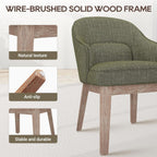 MALOL Dining Chairs Set of 4 with Lumbar Support,Fabric Upholstered Kitchen Chairs with Wooden Legs,Green