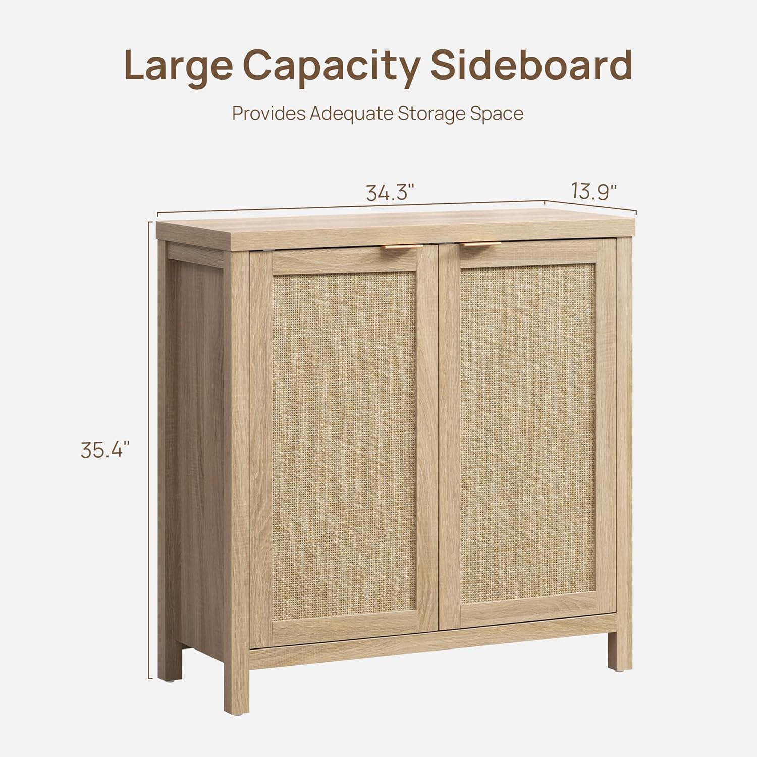 SICOTAS Rattan Sideboard Buffet Cabinet with Large Storage : Boho Credenza Coffee Bar Cabinet with Adjustable Shelves, Farmhouse Console Table for Kitchen, Living Room, Entryway, Natural, 2 Pieces