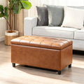 Asense Storage Ottoman Bench,Faux Leather Upholstered Ottoman with Storage,End of Bed Bench with Safety Hinge,for Entryway,Bedroom,Living Room
