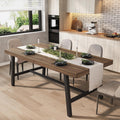 Garvee Industrial Dining Table for 6-8, 70.87" Heavy Duty Rectangular Kitchen Table with 2"×2" Metal Legs & Wood Top, Large Dining Table for Home Office, Dining Room, Brown.