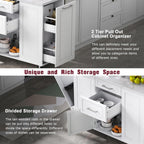 50.7" Kitchen Island with Drop Leaf Storage for Trash Can White