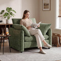 Elegant Oversized Accent Chair for Living Room, 42.1", Chenille, Green | Modern Upholstered Piping Single Reading Armchair with Cushion Backrest and 2 Pillows for Bedroom, Office, Reception Area