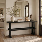 Narrow Entryway Table 59" Farmhouse Wood Long Skinny Console Table for Entryway Rustic Sofa Table for Living Room/Hallway/Reception/Bedroom, Black