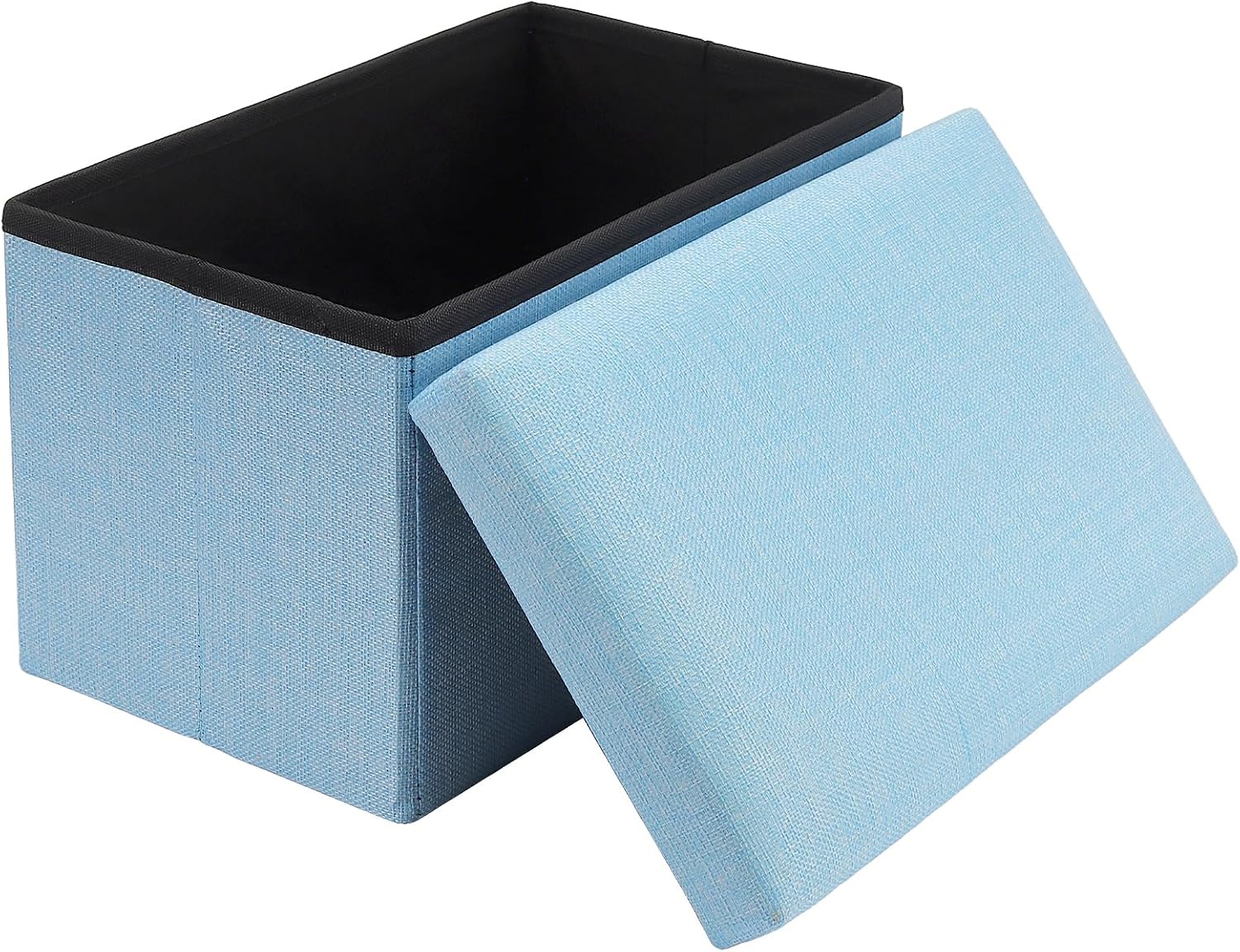 HOZEON 3 Pack 15.7 x 9.8 x 9.11 Inches Folding Storage Ottoman, Blue Rectangle Footrest Seat, Multifunctional Foot Stool for Living Room, Office, Traveling, Fishing, Camping