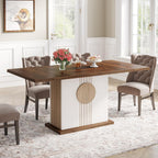 Tribesigns 55" Rectangular Dining Table for 4 to 6 People, Farmhouse Wood Dinner Table for Kitchen, Dining Room & Living Room, Oak Brown & White