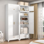 32" Wall Storage Cabinet with 2 Doors & Gold Handles | Black Metal, Hanging Design, 16D x 32W x 15H, for Bathroom & Kitchen, Anti-Tip, Easy Assembly, Hardware Included