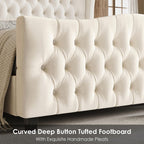 Keyluv Full Size 54.3" Tall Bed Frame with Wingback Headboard & Footboard