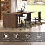 Transforming Table Extender for Dining Table, Pull Out Table, Transformer Console with Storage & Built-in Outlet, Folding Dining Table for 12, Walnut Black