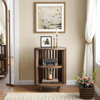 Round End Table Set of 2,Wood Side Tables for Living Room,Walnut