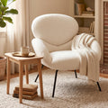 Accent Chair, Accent Chair for Bedroom, Boucle Chair (Cream Whtie) | Comfy Bedroom Chair with Love Back and Sturdy And Durable Solid-Wood Frame/ Study Room / Bedroom / Living Room /(Cream Style)