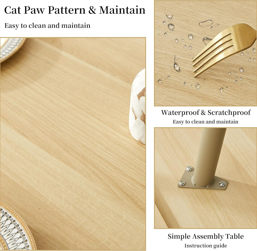 HIPIHOM 43.3 Inch Cream Round Dining Table for 4, Space-Saving Dinette Perfect for Kitchen Dining Living Room(Cream Table)