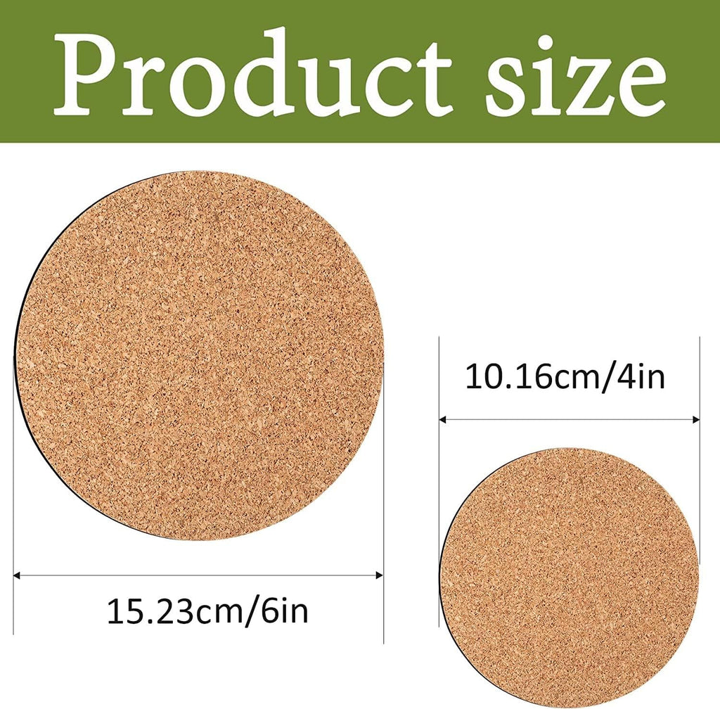 4 Pieces Cork Plant Mats Round Cork Plant Coasters for Garden Pots, DIY Craft Project (4 Inches,6 Inches)