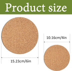 4 Pieces Cork Plant Mats Round Cork Plant Coasters for Garden Pots, DIY Craft Project (4 Inches,6 Inches)