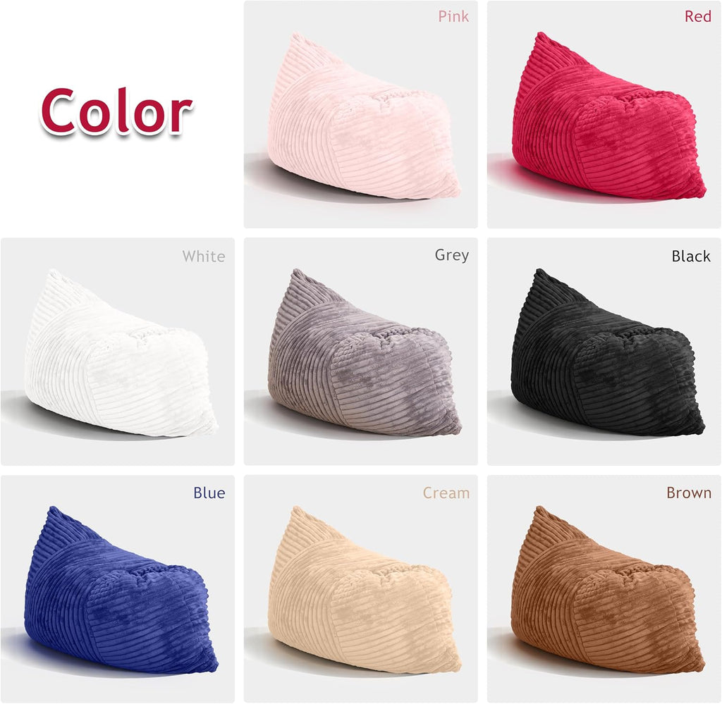 3 in 1 Bean Bag Chair with Memory Foam Filling, Beanbag for Adult 6 Colors, Machine Washable Flannel Cover, Soft Cozy for Bedroom, Living Room, Covered Outdoor Spaces Black